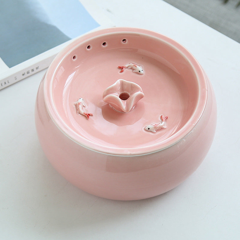 Elegant Artisan ceramic cat fountain