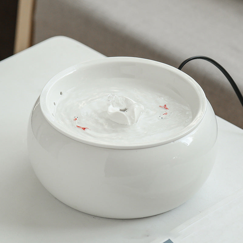 Elegant Artisan ceramic cat fountain